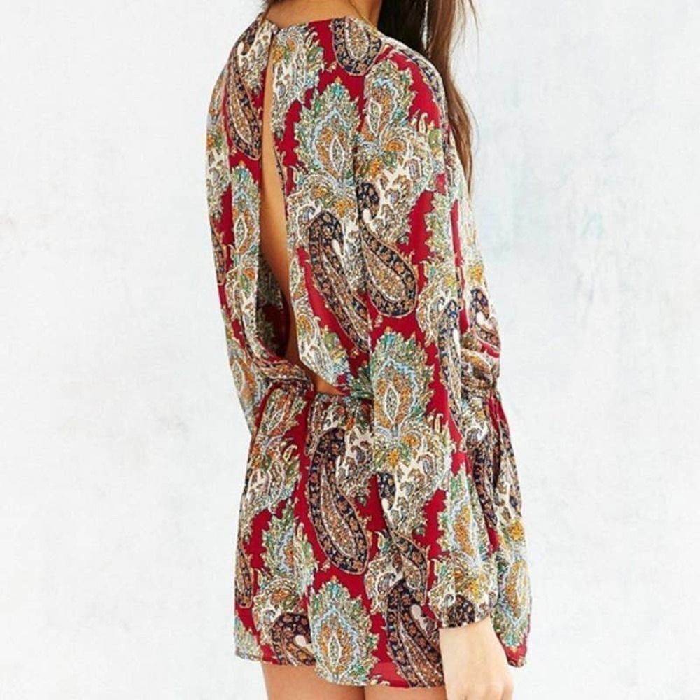 Urban Outfitters Lucca Paisley open back romper size S